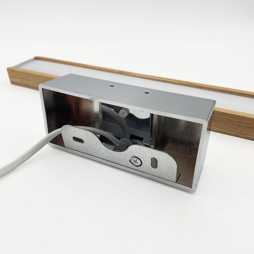 Brilagi - LED bathroom mirror light WOODY MIRROR 3-in-1 LED/8W/230V 40 cm IP44 glossy chrome/oak