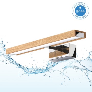 Brilagi - LED bathroom mirror light WOODY MIRROR 3-in-1 LED/8W/230V 40 cm IP44 glossy chrome/oak