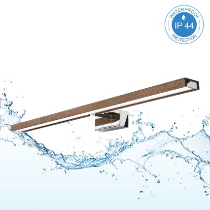 BRILAGI - Bathroom mirror light WOODY MIRROR 3v1 LED/15W/230V 80 cm IP44 polished chrome/oak walnut