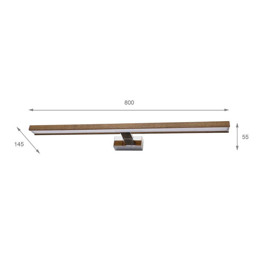 BRILAGI - Bathroom mirror light WOODY MIRROR 3v1 LED/15W/230V 80 cm IP44 polished chrome/oak walnut