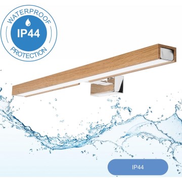 Brilagi - LED Bathroom mirror lighting WOODY MIRROR LED/12W/230V 60 cm IP44 oak/shiny chrome