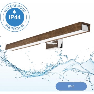 Brilagi - LED Bathroom mirror lighting WOODY MIRROR LED/12W/230V 60 cm IP44 oak/shiny chrome