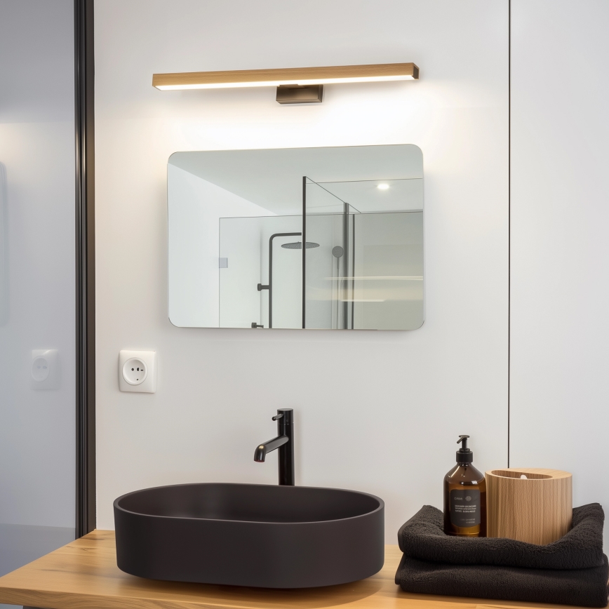 Brilagi - LED Bathroom mirror lighting WOODY MIRROR LED/12W/230V 60 cm IP44 oak/black