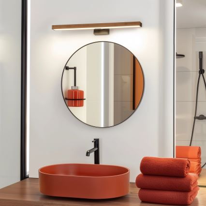 Brilagi - LED Bathroom mirror lighting WOODY MIRROR LED/12W/230V 60 cm IP44 oak cherry/black
