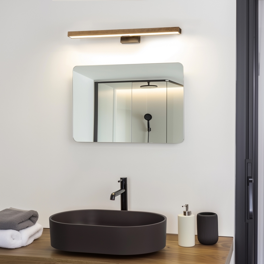 Brilagi - LED Bathroom mirror lighting WOODY MIRROR LED/12W/230V 60 cm IP44 oak walnut/black