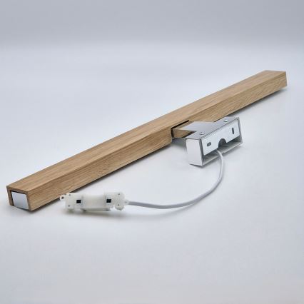 Brilagi - LED Bathroom mirror lighting WOODY MIRROR LED/12W/230V 60 cm IP44 oak/shiny chrome