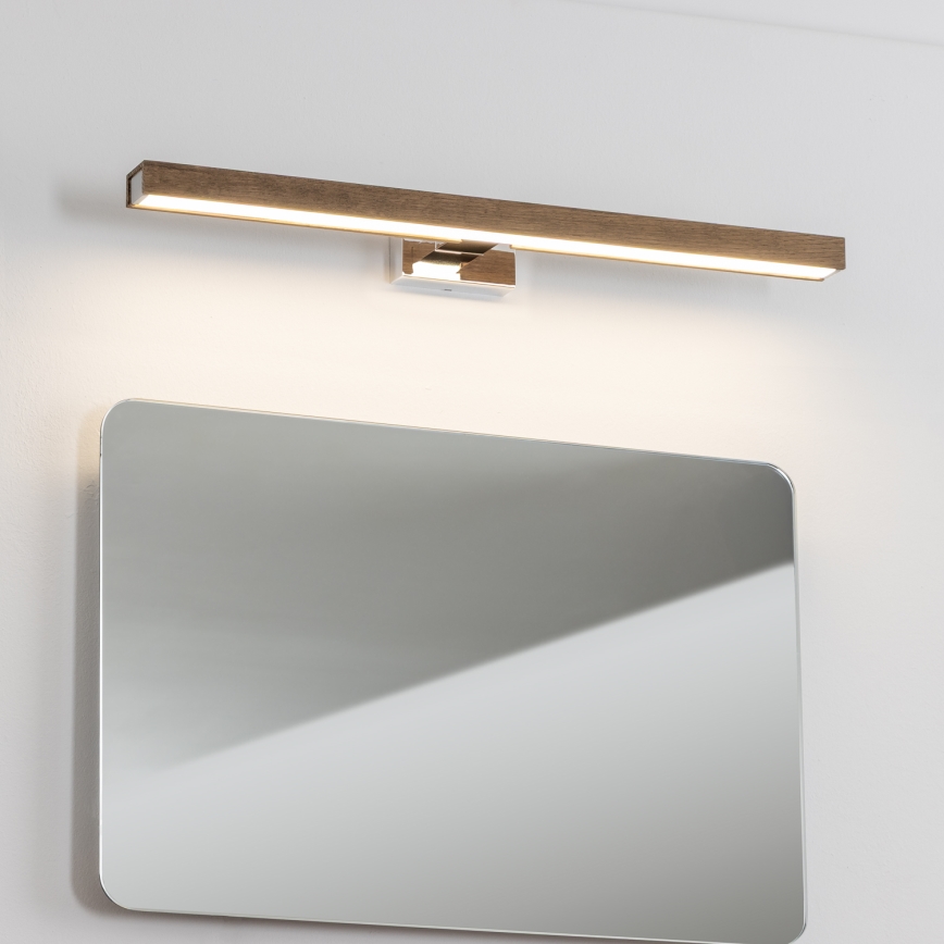 Brilagi - LED Bathroom mirror lighting WOODY MIRROR LED/12W/230V 60 cm IP44 oak walnut/shiny chrome
