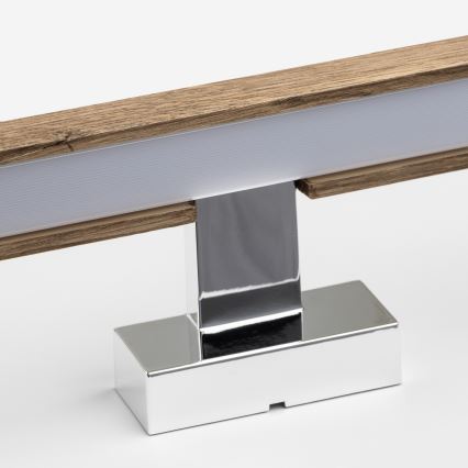 Brilagi - LED Bathroom mirror lighting WOODY MIRROR LED/12W/230V 60 cm IP44 oak walnut/shiny chrome