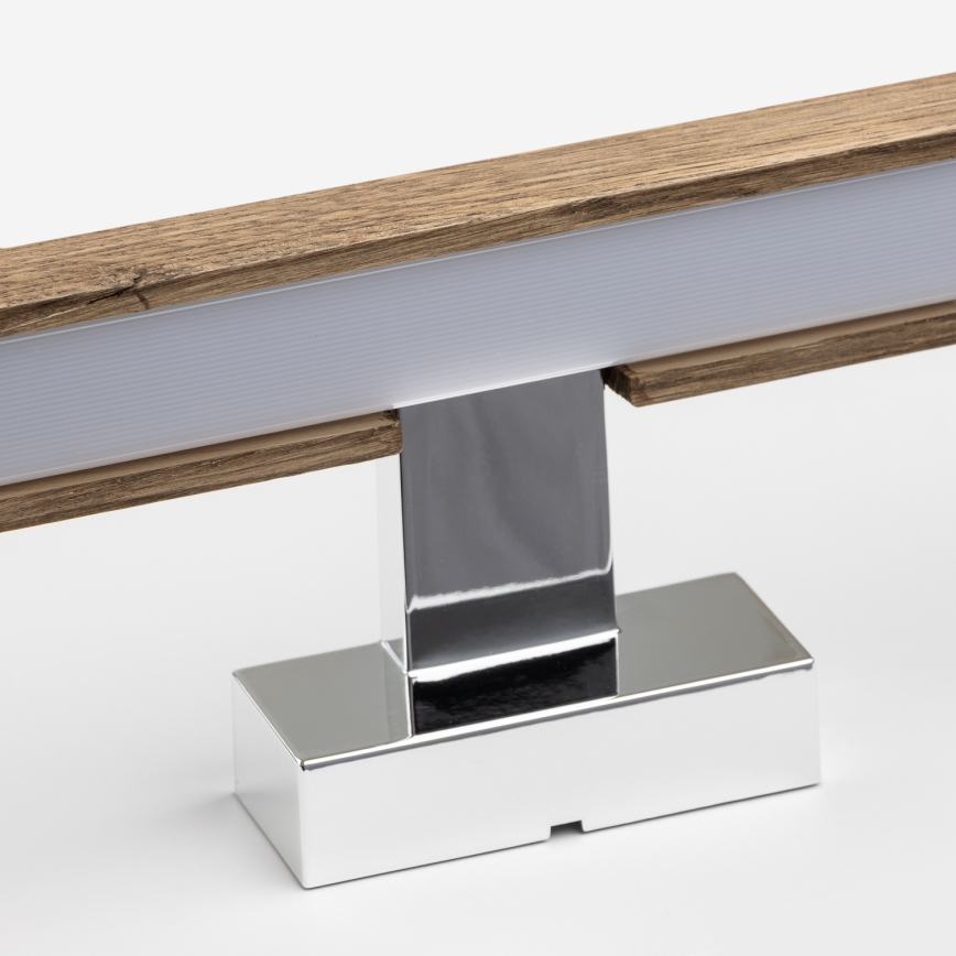Brilagi - LED Bathroom mirror lighting WOODY MIRROR LED/12W/230V 60 cm IP44 oak walnut/shiny chrome