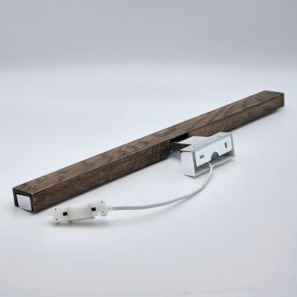 Brilagi - LED Bathroom mirror lighting WOODY MIRROR LED/12W/230V 60 cm IP44 oak walnut/shiny chrome