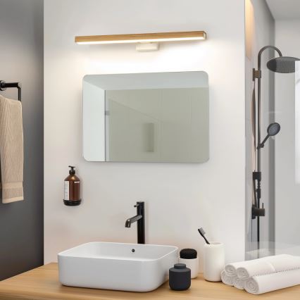 Brilagi - LED Bathroom mirror lighting WOODY MIRROR LED/12W/230V 60 cm IP44 oak/white