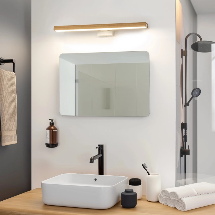 Brilagi - LED Bathroom mirror lighting WOODY MIRROR LED/12W/230V 60 cm IP44 oak/white