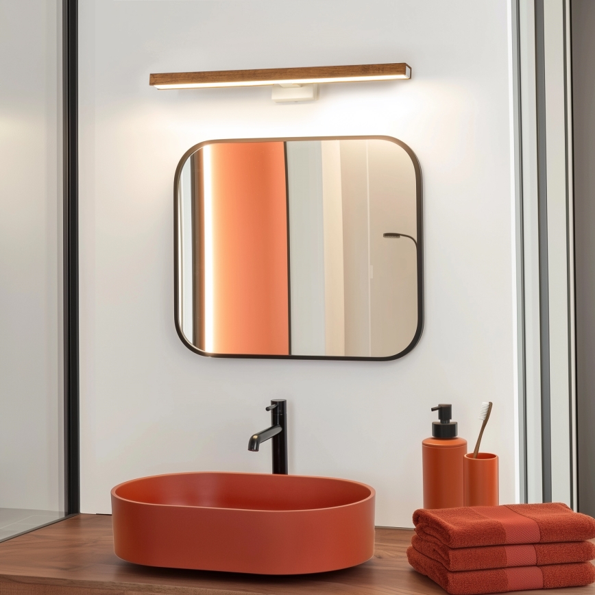 Brilagi - LED Bathroom mirror lighting WOODY MIRROR LED/12W/230V 60 cm IP44 oak cherry/white