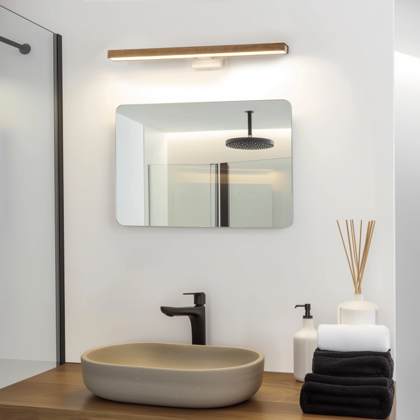 Brilagi - LED Bathroom mirror lighting WOODY MIRROR LED/12W/230V 60 cm IP44 oak walnut/white