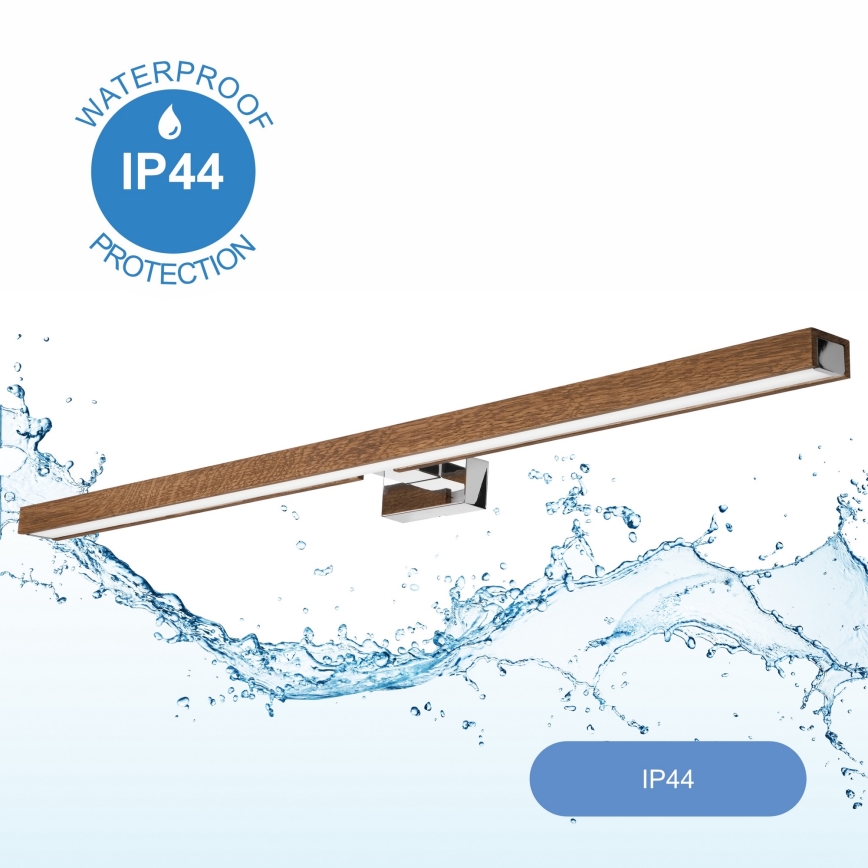 Brilagi - LED Bathroom mirror lighting WOODY MIRROR LED/15W/230V 90 cm IP44 oak cherry/shiny chrome