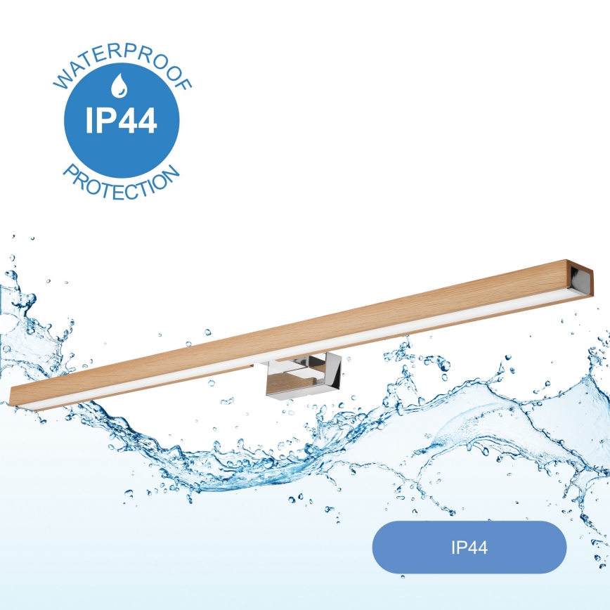 Brilagi - LED Bathroom mirror lighting WOODY MIRROR LED/15W/230V 90 cm IP44 oak/shiny chrome