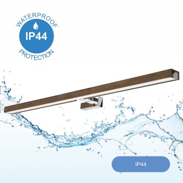 Brilagi - LED Bathroom mirror lighting WOODY MIRROR LED/15W/230V 90 cm IP44 oak walnut/shiny chrome