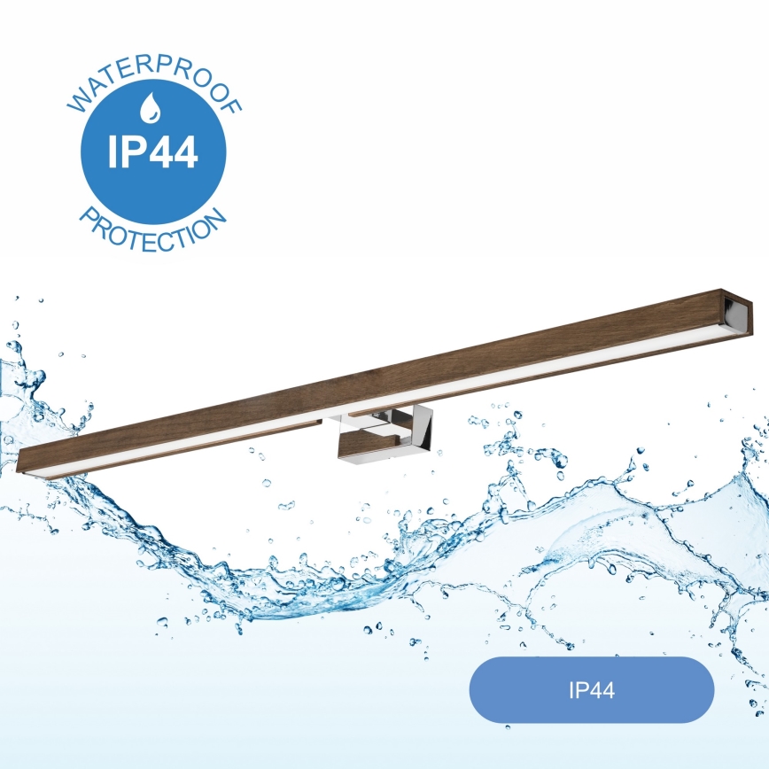 Brilagi - LED Bathroom mirror lighting WOODY MIRROR LED/15W/230V 90 cm IP44 oak walnut/shiny chrome