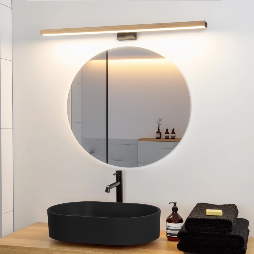 Brilagi - LED Bathroom mirror lighting WOODY MIRROR LED/15W/230V 90 cm IP44 oak/black