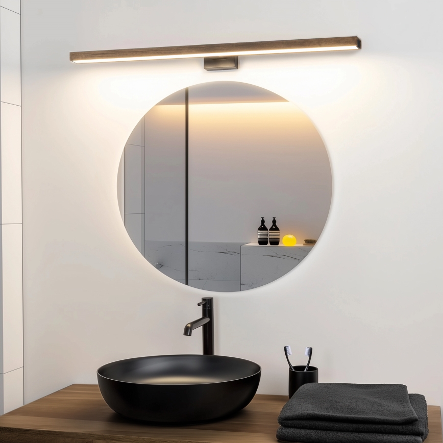 Brilagi - LED Bathroom mirror lighting WOODY MIRROR LED/15W/230V 90 cm IP44 oak walnut/black