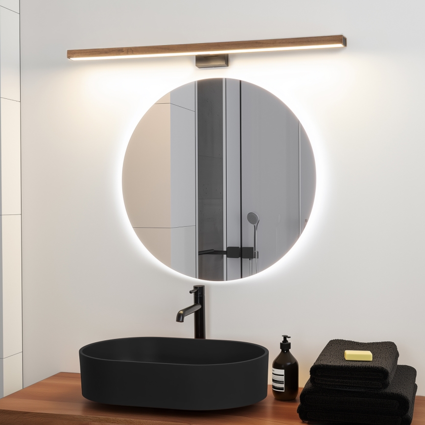 Brilagi - LED Bathroom mirror lighting WOODY MIRROR LED/15W/230V 90 cm IP44 oak cherry/black