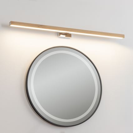 Brilagi - LED Bathroom mirror lighting WOODY MIRROR LED/15W/230V 90 cm IP44 oak/shiny chrome