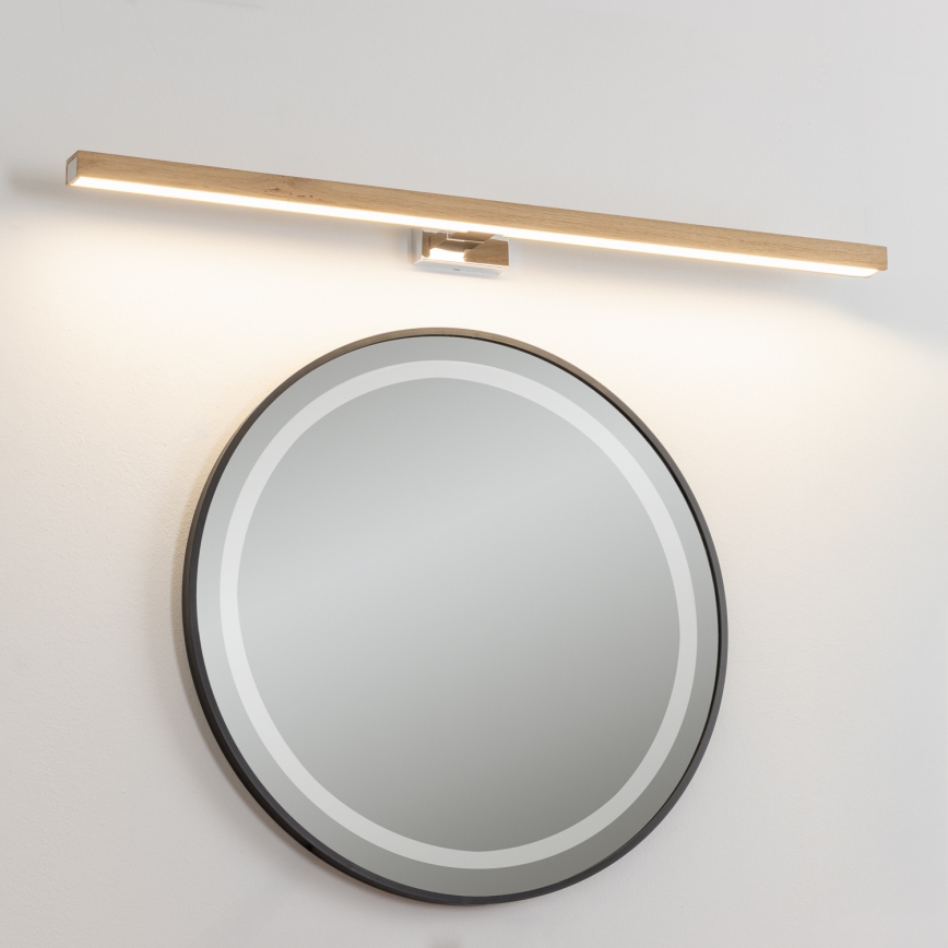 Brilagi - LED Bathroom mirror lighting WOODY MIRROR LED/15W/230V 90 cm IP44 oak/shiny chrome
