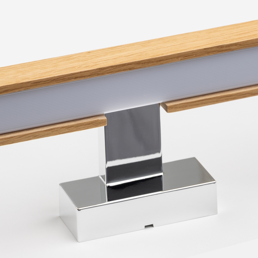 Brilagi - LED Bathroom mirror lighting WOODY MIRROR LED/15W/230V 90 cm IP44 oak/shiny chrome