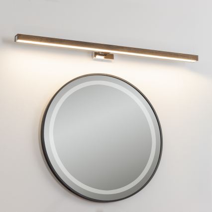 Brilagi - LED Bathroom mirror lighting WOODY MIRROR LED/15W/230V 90 cm IP44 oak walnut/shiny chrome