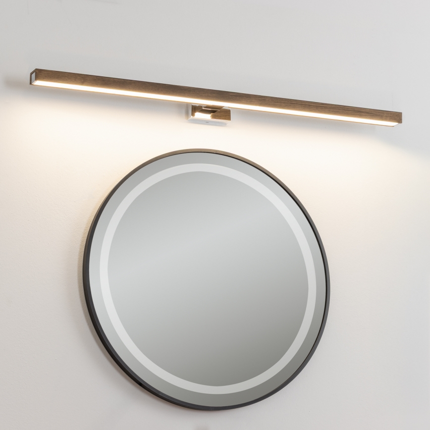 Brilagi - LED Bathroom mirror lighting WOODY MIRROR LED/15W/230V 90 cm IP44 oak walnut/shiny chrome