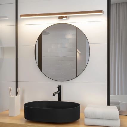 Brilagi - LED Bathroom mirror lighting WOODY MIRROR LED/15W/230V 90 cm IP44 oak walnut/shiny chrome
