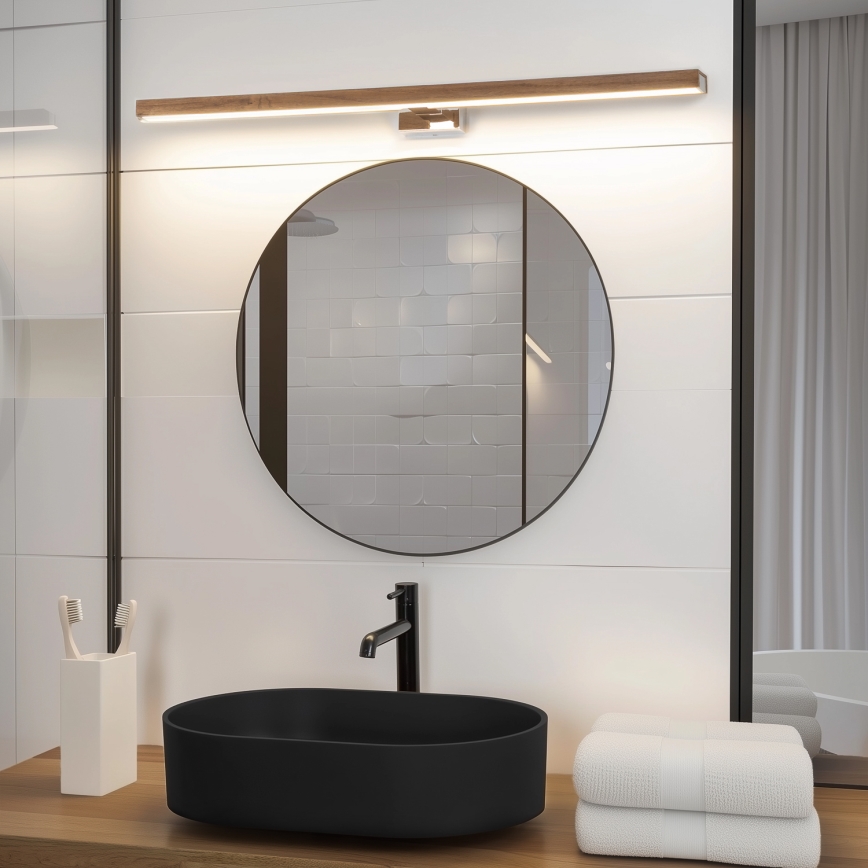 Brilagi - LED Bathroom mirror lighting WOODY MIRROR LED/15W/230V 90 cm IP44 oak cherry/shiny chrome