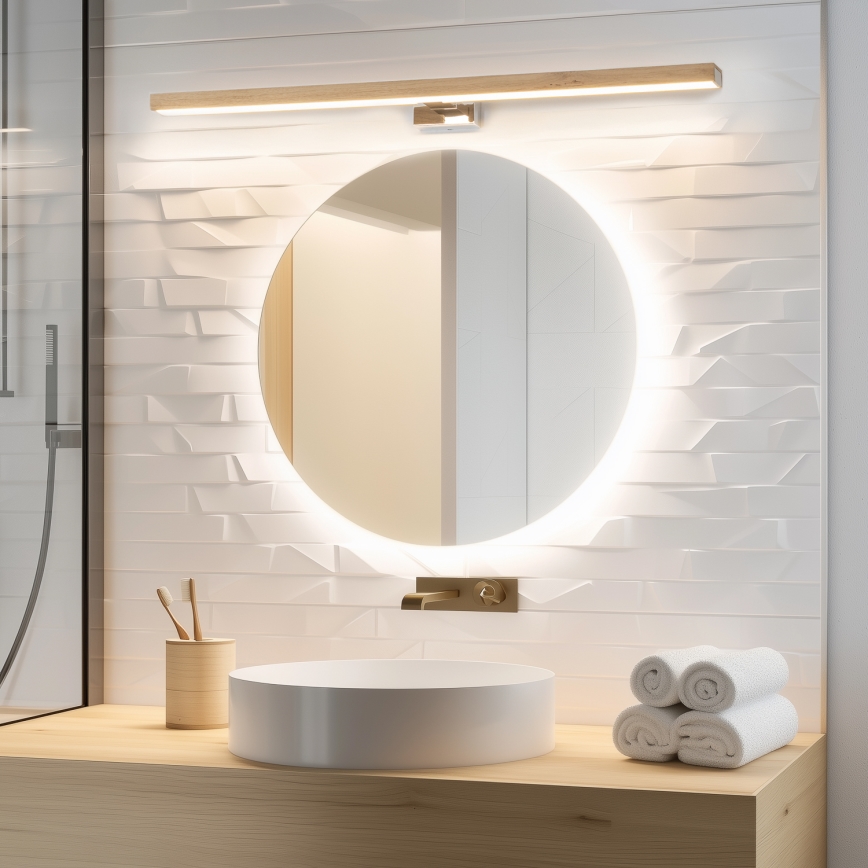 Brilagi - LED Bathroom mirror lighting WOODY MIRROR LED/15W/230V 90 cm IP44 oak/white
