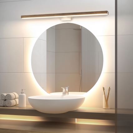 Brilagi - LED Bathroom mirror lighting WOODY MIRROR LED/15W/230V 90 cm IP44 oak walnut/white