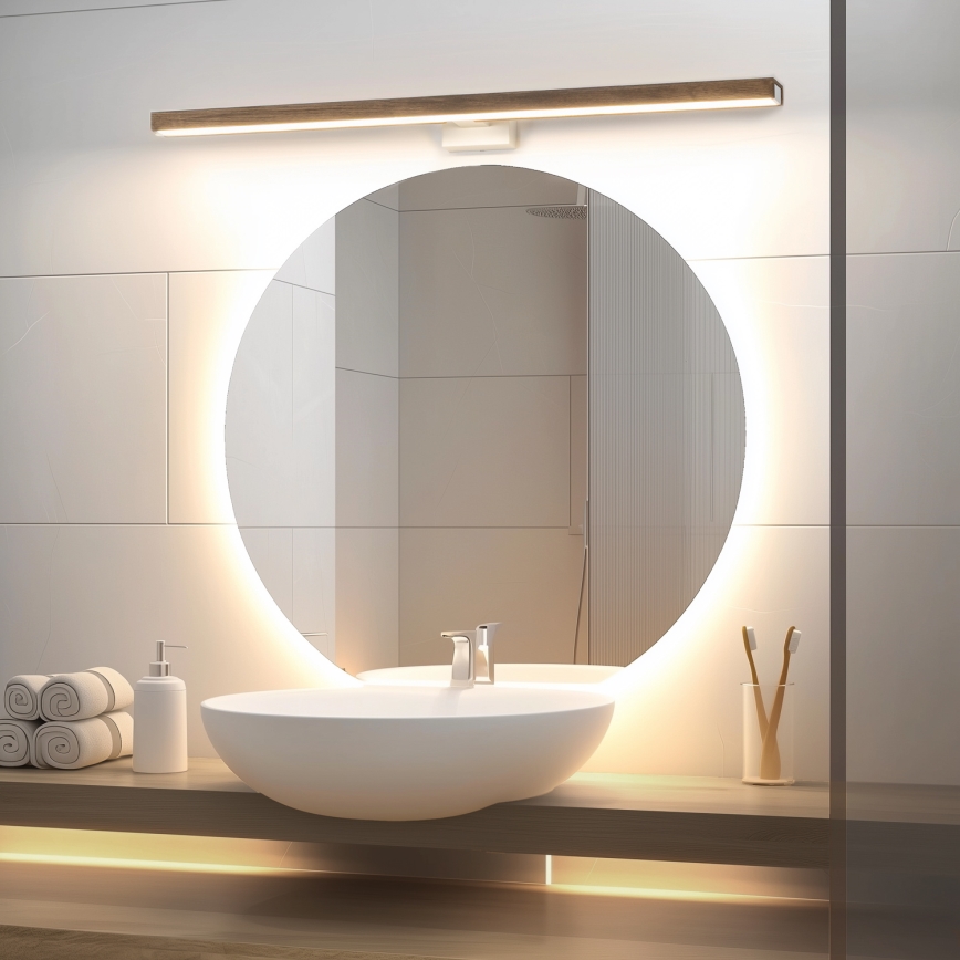 Brilagi - LED Bathroom mirror lighting WOODY MIRROR LED/15W/230V 90 cm IP44 oak walnut/white