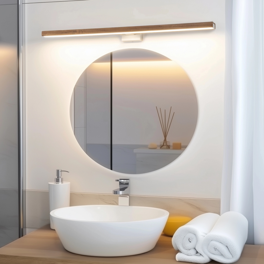 Brilagi - LED Bathroom mirror lighting WOODY MIRROR LED/15W/230V 90 cm IP44 oak cherry/white