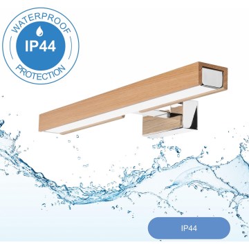 Brilagi - LED Bathroom mirror lighting WOODY MIRROR LED/8W/230V 40 cm IP44 oak/shiny chrome