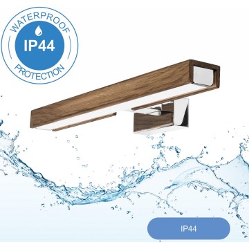 Brilagi - LED Bathroom mirror lighting WOODY MIRROR LED/8W/230V 40 cm IP44 oak walnut/shiny chrome