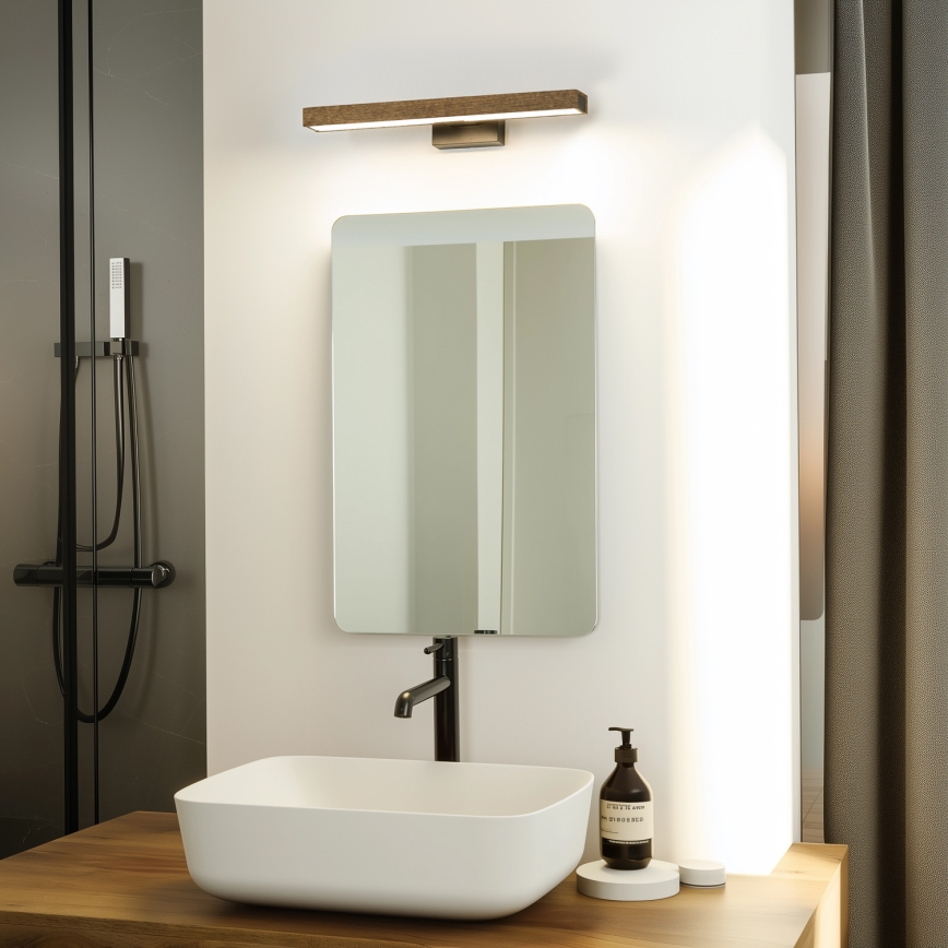 Brilagi - LED Bathroom mirror lighting WOODY MIRROR LED/8W/230V 40 cm IP44 oak walnut/black