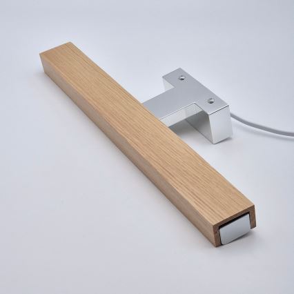 Brilagi - LED Bathroom mirror lighting WOODY MIRROR LED/8W/230V 40 cm IP44 oak/shiny chrome
