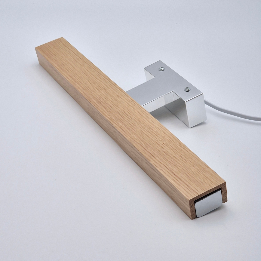 Brilagi - LED Bathroom mirror lighting WOODY MIRROR LED/8W/230V 40 cm IP44 oak/shiny chrome