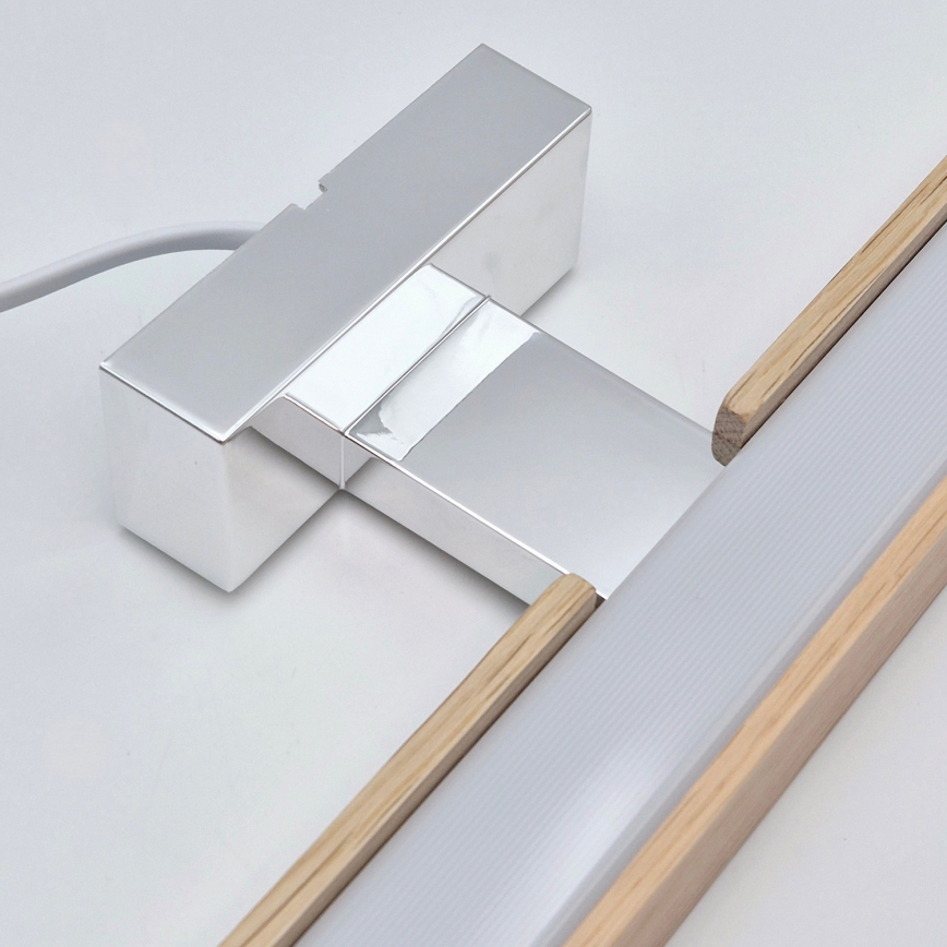 Brilagi - LED Bathroom mirror lighting WOODY MIRROR LED/8W/230V 40 cm IP44 oak/shiny chrome