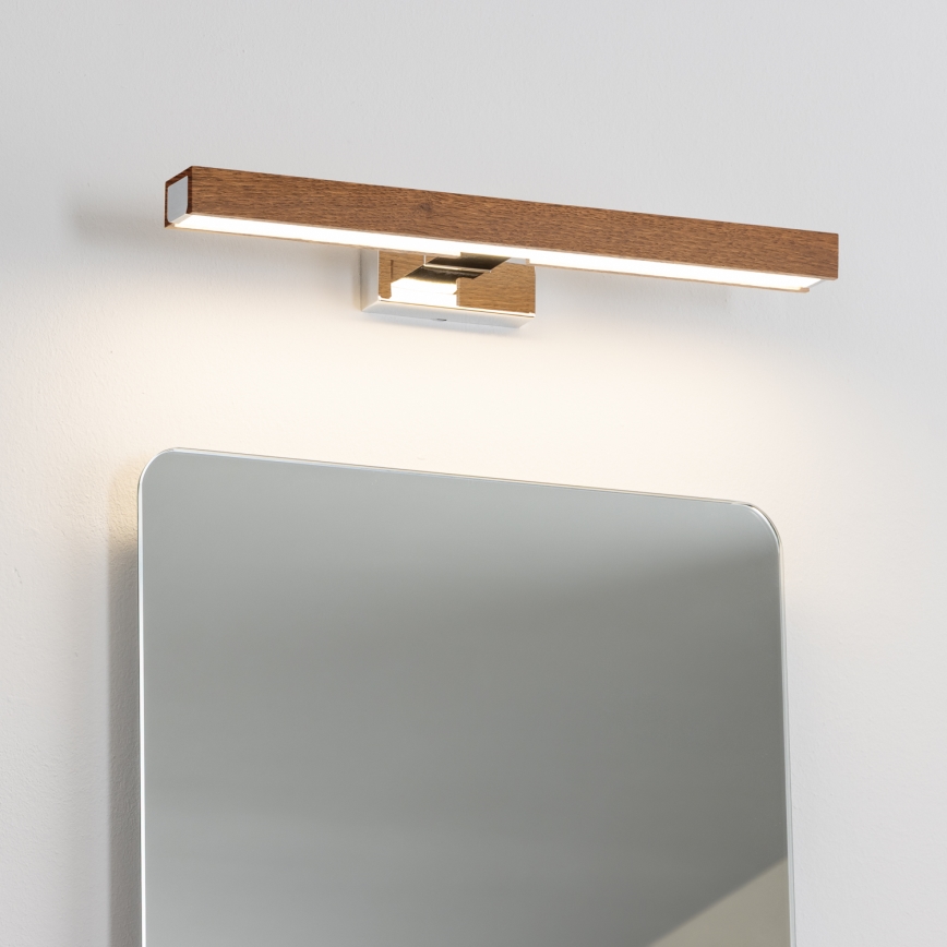 Brilagi - LED Bathroom mirror lighting WOODY MIRROR LED/8W/230V 40 cm IP44 oak cherry/shiny chrome