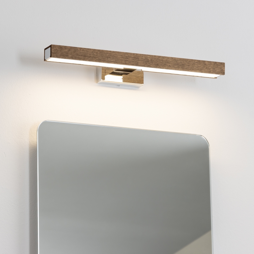 Brilagi - LED Bathroom mirror lighting WOODY MIRROR LED/8W/230V 40 cm IP44 oak walnut/shiny chrome