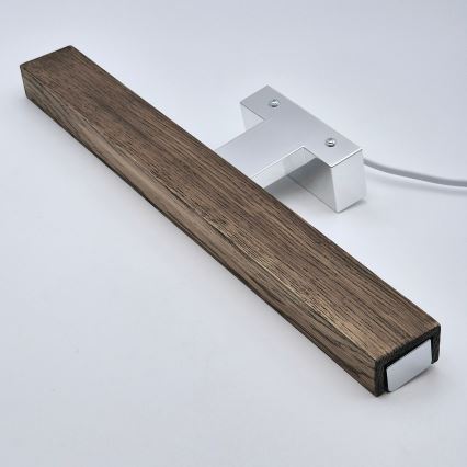 Brilagi - LED Bathroom mirror lighting WOODY MIRROR LED/8W/230V 40 cm IP44 oak walnut/shiny chrome