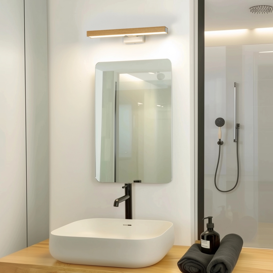 Brilagi - LED Bathroom mirror lighting WOODY MIRROR LED/8W/230V 40 cm IP44 oak/white