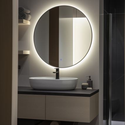 Brilagi - LED Bathroom Mirror VENA BLACK LED/26W/230V Ø 80 cm IP44 CRI 90 dimmable + CCT