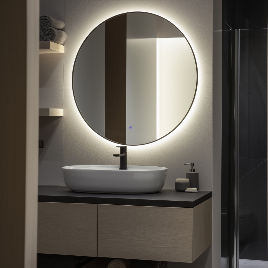 Brilagi - LED Bathroom Mirror VENA BLACK LED/26W/230V Ø 80 cm IP44 CRI 90 dimmable + CCT