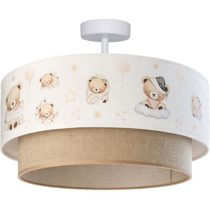 Brilagi - BOBO LED Children's flush-mount ceiling light 1xE27/60W/230V Ø 40 cm white/beige/teddy bears