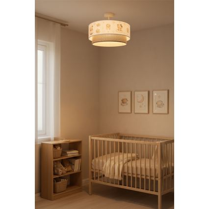 Brilagi - BOBO LED Children's flush-mount ceiling light 1xE27/60W/230V Ø 40 cm white/beige/teddy bears